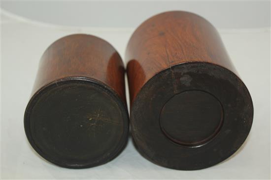 Two Chinese graduated huang huali brush pots, 18th century, 12.5cm and 15.2cm